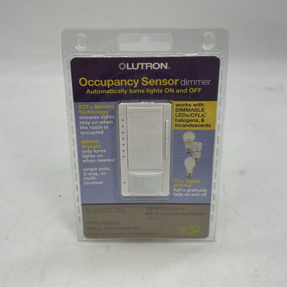 Lutron MSCL-OP153MH-WH 120V Maestro Motion Sensor Dimmer White Single Pole New
